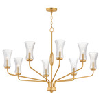Camelot Chandelier - Natural Aged Brass / Clear Ribbed