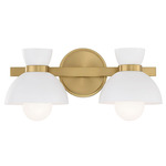 Cinched Dome Bathroom Vanity Light - Natural Brass / White