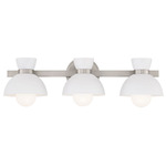 Cinched Dome Bathroom Vanity Light - Brushed Nickel / White