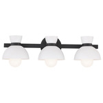 Cinched Dome Bathroom Vanity Light - Matte Black / White
