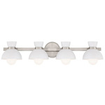 Cinched Dome Bathroom Vanity Light - Brushed Nickel / White