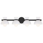 Cinched Dome Bathroom Vanity Light - Matte Black / White