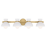 Cinched Dome Bathroom Vanity Light - Natural Brass / White