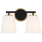 Classic Bathroom Vanity Light - Mate Black / Natural Brass / Opal White