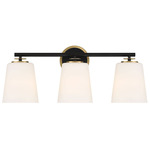Classic Bathroom Vanity Light - Mate Black / Natural Brass / Opal White
