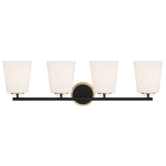 Classic Bathroom Vanity Light - Mate Black / Natural Brass / Opal White