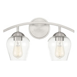 Transitional Arc Bathroom Vanity Light - Brushed Nickel / Clear