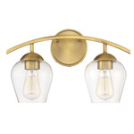 Transitional Arc Bathroom Vanity Light - Natural Brass / Clear
