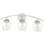 Transitional Arc Bathroom Vanity Light - Brushed Nickel / Clear