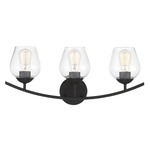 Transitional Arc Bathroom Vanity Light - Matte Black / Clear