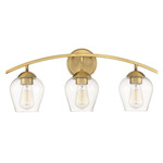 Transitional Arc Bathroom Vanity Light - Natural Brass / Clear