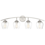 Transitional Arc Bathroom Vanity Light - Brushed Nickel / Clear