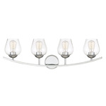 Transitional Arc Bathroom Vanity Light - Chrome / Clear