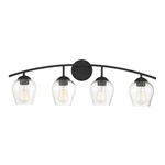 Transitional Arc Bathroom Vanity Light - Matte Black / Clear
