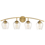 Transitional Arc Bathroom Vanity Light - Natural Brass / Clear
