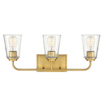 Swag Bathroom Vanity Light - Natural Brass / Clear