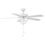 M2019 Dual Mount Ceiling Fan with Light - White / White / Weathered Patina
