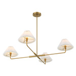 Pleated Chandelier - Natural Brass / White