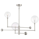 Globe Modern Deco Chandelier - Brushed Nickel / Clear