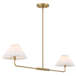Pleated Linear Chandelier - Natural Brass / White