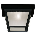 Old Timer Outdoor Ceiling Flush Light - Black / Frosted