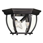 Trad Outdoor Ceiling Flush Light - Black / Clear Beveled