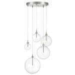 Globe Multi Light Pendant - Brushed Nickel / Clear