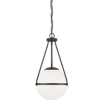 Retro Pendant - Matte Black / Opal White