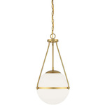 Retro Pendant - Natural Brass / Opal White