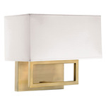 Contemporary Fabric Wall Sconce - Natural Brass / White