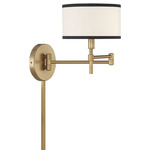 Crisp Swing-arm Plug-in Wall Sconce - Natural Brass / White