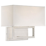 Contemporary Fabric Wall Sconce - Brushed Nickel / White