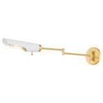 Harperrose Swing Arm Wall Sconce - Aged Brass / White
