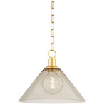 Anniebee Pendant - Aged Brass / Taupe