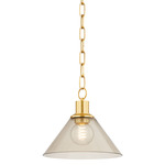 Anniebee Pendant - Aged Brass / Taupe