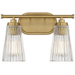 Chantilly Bathroom Vanity Light - Warm Brass / Clear Ribbed