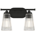 Chantilly Bathroom Vanity Light - Matte Black / Clear Ribbed