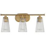 Chantilly Bathroom Vanity Light - Warm Brass / Clear Ribbed