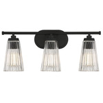 Chantilly Bathroom Vanity Light - Matte Black / Clear Ribbed