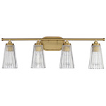 Chantilly Bathroom Vanity Light - Warm Brass / Clear Ribbed