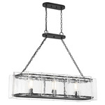 Genry Linear Chandelier - Matte Black / Clear