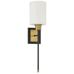 Alvara Wall Light - Black / Brass / White Opal