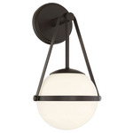 Polson Wall Light - Matte Black / Etched Opal