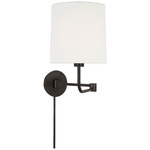 Go Lightly Swing-arm Plug-in Wall Sconce - Linen / Bronze