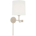 Go Lightly Swing-arm Plug-in Wall Sconce - Linen / China White