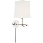 Go Lightly Swing-arm Plug-in Wall Sconce - Linen / Polished Nickel