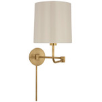 Go Lightly Swing-arm Plug-in Wall Sconce - China White / Soft Brass