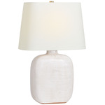 Pemba Oval Table Lamp - Glossy White Crackle / Linen