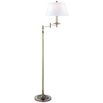 Dorchester Adjustable Swing Arm Floor Lamp - Antique-Burnished Brass / Linen