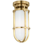 Gracie Tall Ceiling Light - Antique-Burnished Brass / White